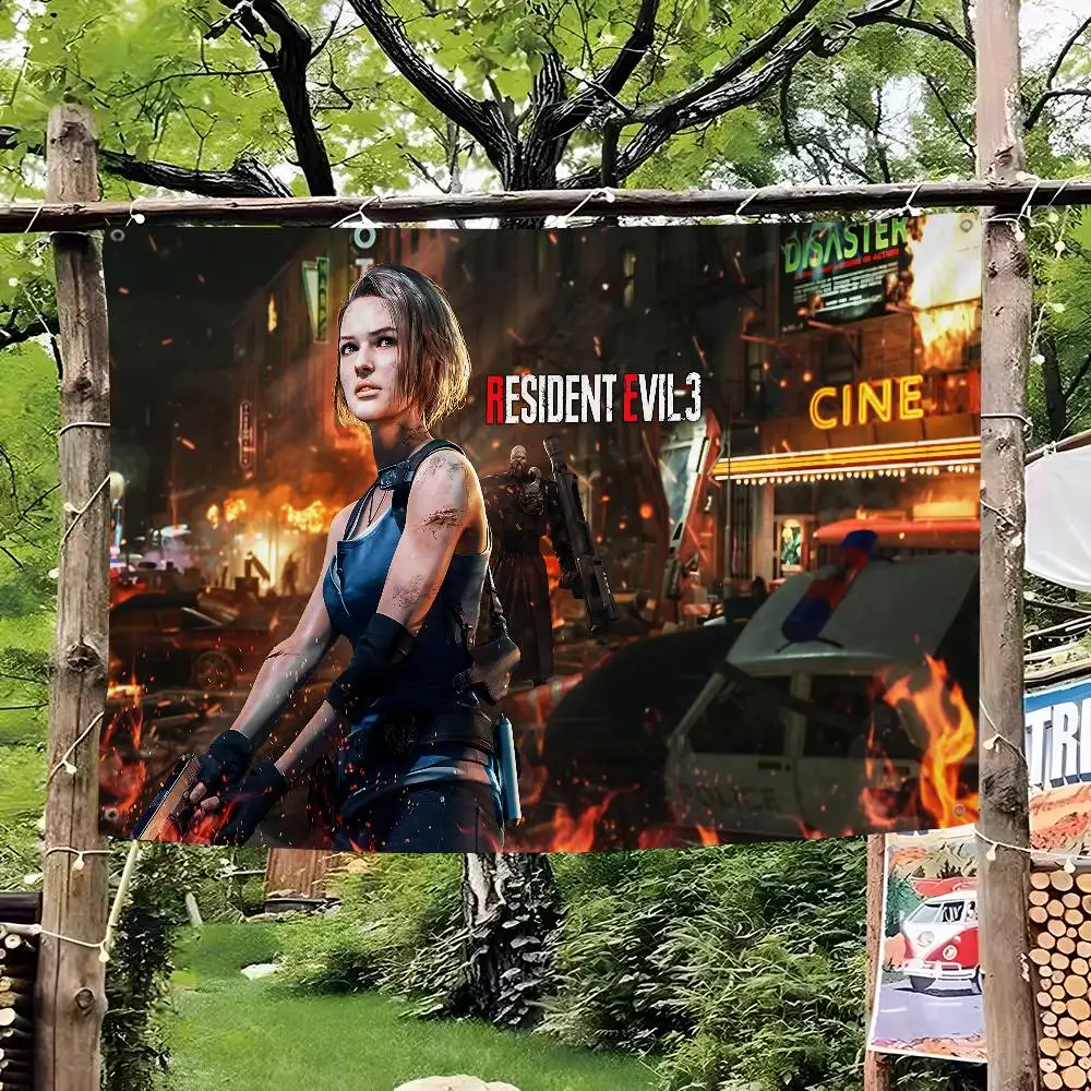 EVILS R-RESIDENT GAME DIY Flag For Family Group Photo Living Room Home Dorm Decor Wall Art Decor Banner