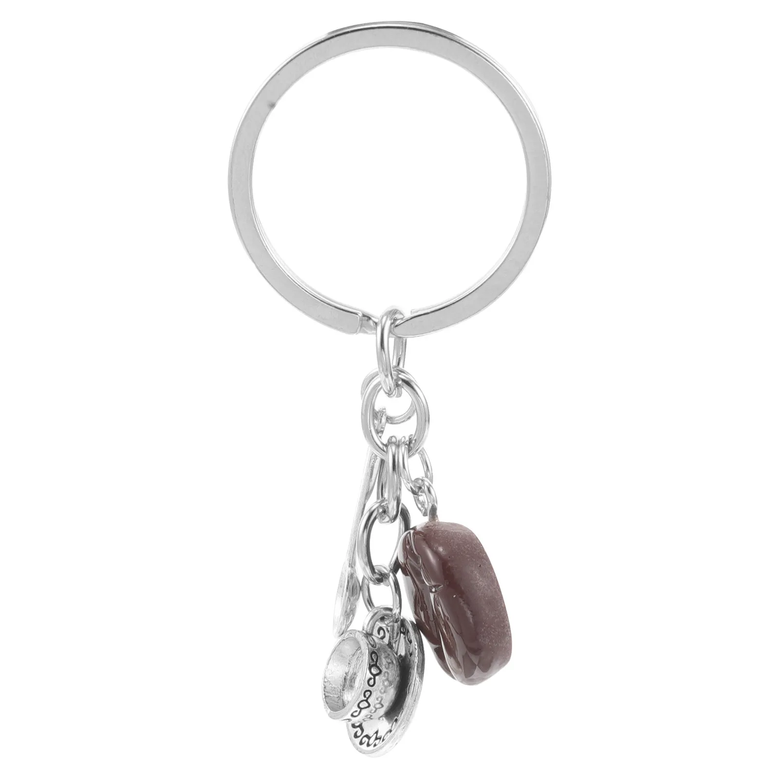 Creative Coffee Keychain Featuring Spoon Cup Bean Charm Stylish Keyring for Lover Purse Bag Backpack Office Home Decor Souvenir