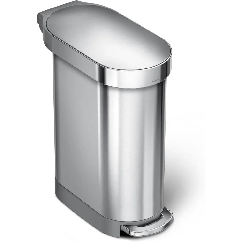 

45L Slim Hands-Free Kitchen Step Trash Can Brushed Stainless Steel
