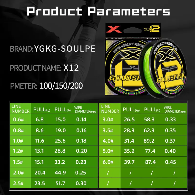 YGK X12 Braided PE Fishing Line 150M 8 Strand Saltwater