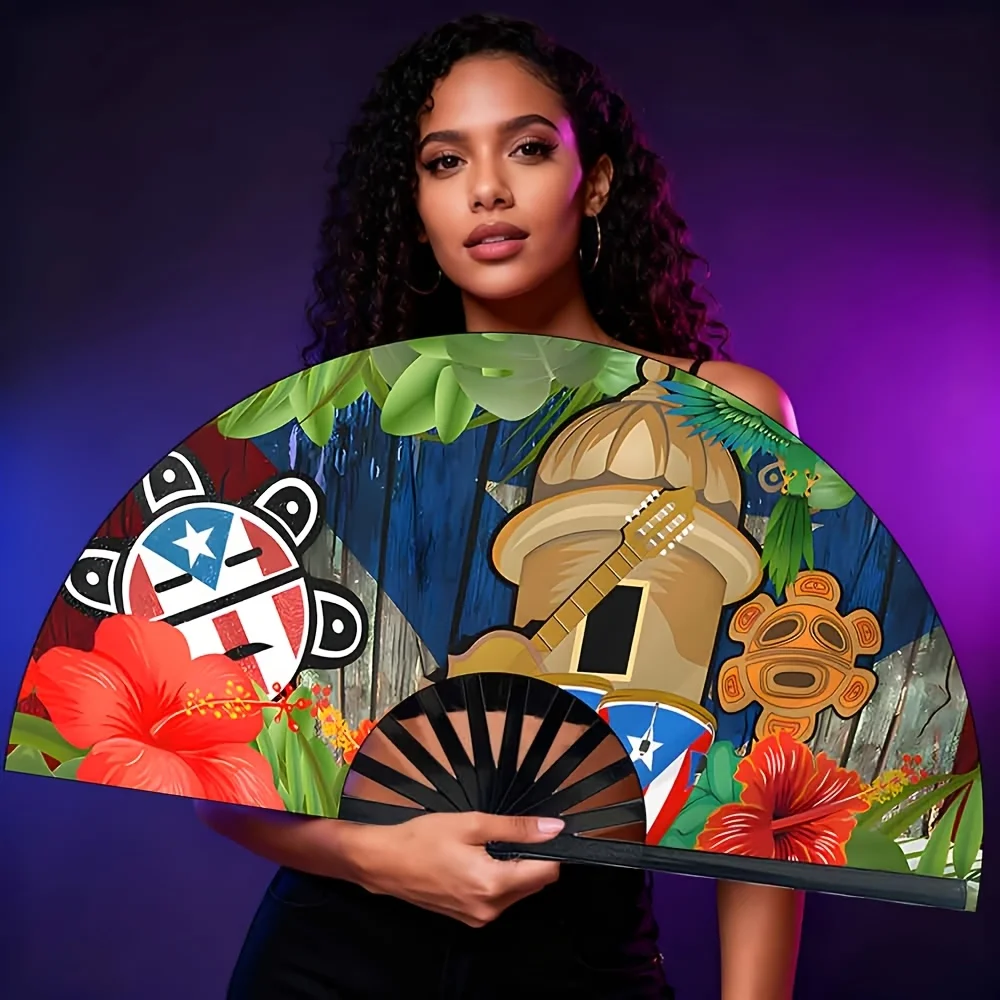 A Unique Folding Fan Designed in Puerto Rico, Easy to Transport, This Durable Handheld Fan Is Perfect for Parties, Weddings, And Evening Events.A Stylish And Eye-Catching Folding Fan for Women