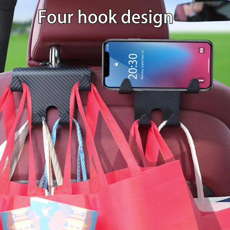 Car Seat Headrest Hooks Vehicle Storage Hook Multifunctional Umbrella Hanger Mobile Phone Holder Automobile Interior Accessories