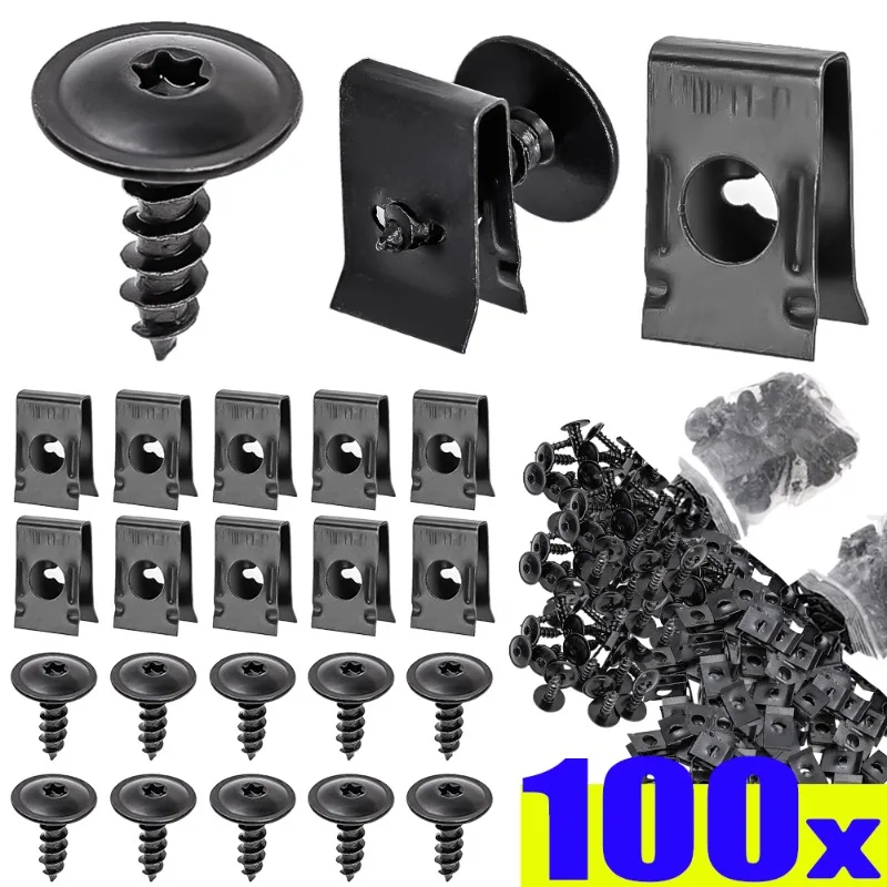 

Car Self-tapping Screws Fasteners U-shaped Clip Fixing Washers Anti-rust Protection Board Buckle Kit Fixing Set Auto Accessories