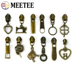 5/10 adet bronz naylon fermuarlar için 5 # fermuar kaydırıcılar metre çanta giysi fermuarlar çeker kafaları tamir takımları DIY dikiş aksesuarları