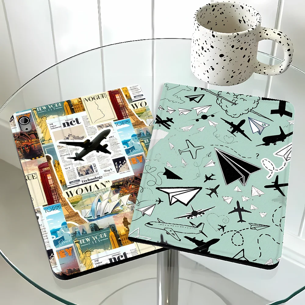 Airplane City Travel Print Case for Samsung Galaxy Tab S10FE S7 S8+ S10 Plus A7 Lite A8 S9 FE S11 A9Plus S9+ S10 Lite A11 With
