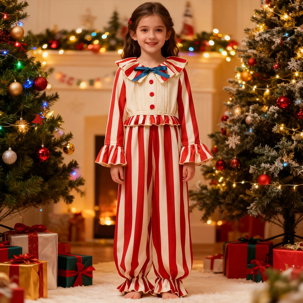 

Рождественский красный клоун, комплекты для косплея для детей, одежда для выступлений на сцене, полосатый костюм для рождественской вечеринки, наряд на день рождения, новогодние подарки