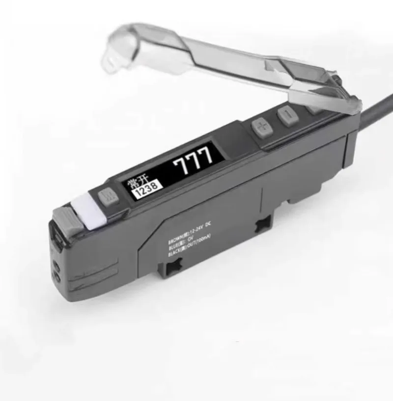 Hot Sale Digital Display Fiber Optic Amplifier PNP NC12-24VDC 15us Fiber Optic Sensors  Through Beam High Quality Sensors