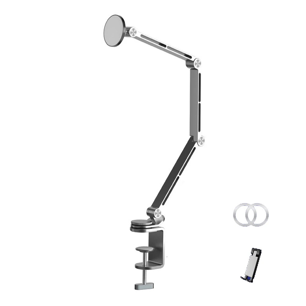 A49T Tablet Stand Desktop Support Stand Phone Holder 360° Rotating Folding Fixing Magnetic Bracket Grey