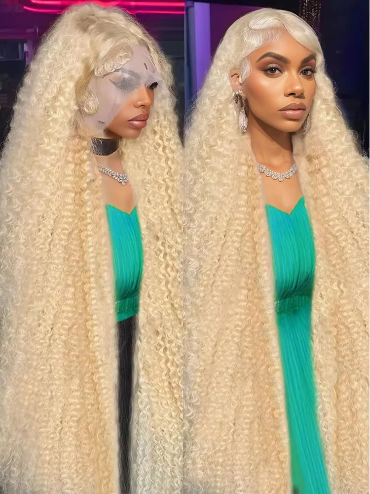 

250 Density 613 Blonde Brazilian Deep Wave 13x6 HD Lace Frontal Human Hair Wigs for Women 40 42 Inch Water Curly Human Hair Wig