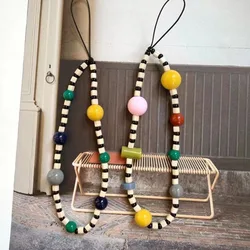 Multicolor Resin Heart Bowknot Mobile Phone Chains for Women Girls Telephone Jewelry Strap Beaded Lanyard Hanging Cord