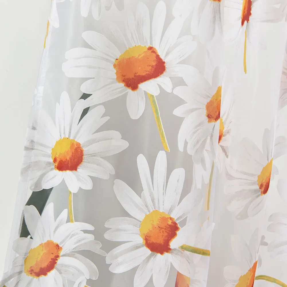 LEEJOOM Floral Flower Curtain White Tulle Daisy Sheer Window Curtain Drapes In Living Room Home Decor 1PC