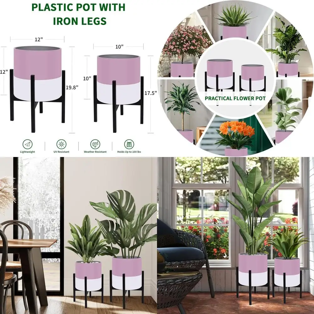 

Пара современных металлических подставок-кашпо, 10 и 12 дюймов, для комнатных и уличных растений, с дренажем, для декора дома и офиса