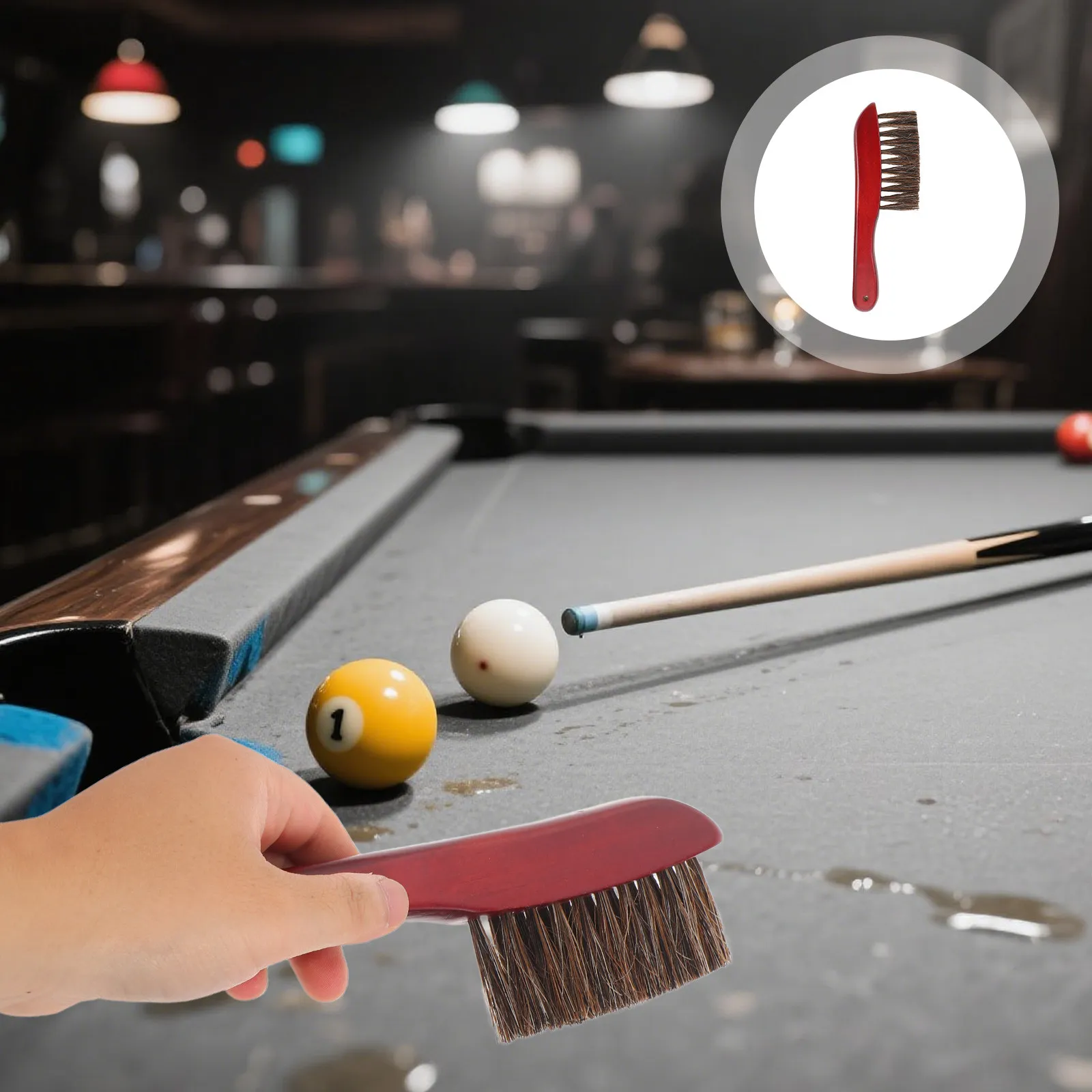 

Billiards Pool Table Brush Soft Horse Hair Cleaner Wood Handle Home Bar Game Rooms Pool Table Felt Brush Billiard Accessories