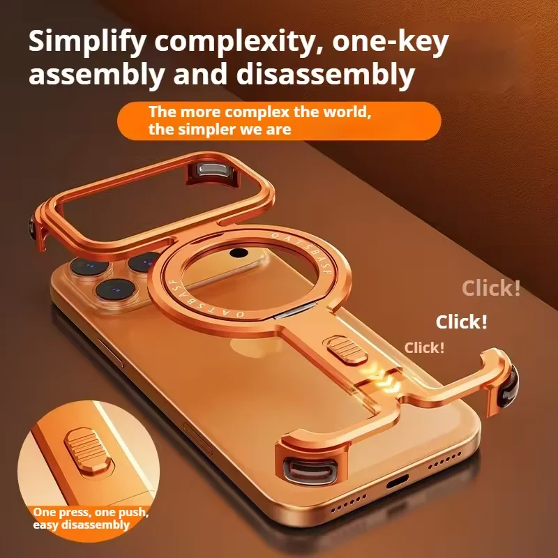 

Oatsbasf Metal Phone Case for iPhone 17 Pro Max/17 Pro with Magnetic Stand 360° Rotatable Magsafe Aluminum Metal Frameless Cover