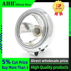 AHH Motorcycle Universal DC 12V Headlight Headlamp For Harley 883 HONDA Steed VLX 400 Shadow 600 Magna 250 Chrome Running Light