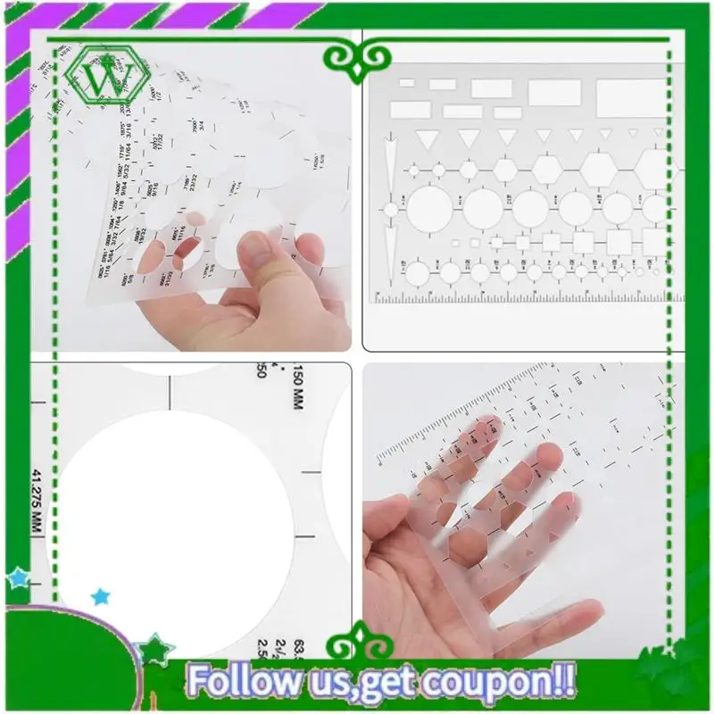 Reliable-3 Pack Circle Templates For Drafting, 6 Different Sizes, Flexible Geometry Measuring Stencils