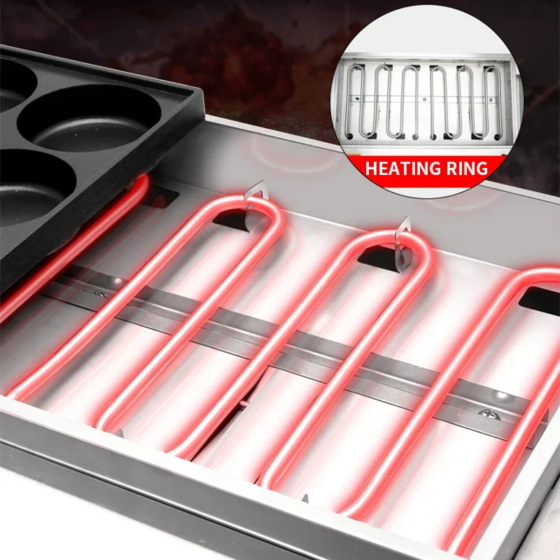 Máquina de hamburguesas de huevo de RJ-18KE, horno comercial con calefacción eléctrica, máquina de hamburguesas chinas, máquina de pastel de frijol rojo, hamburguesa de mantequilla de huevo