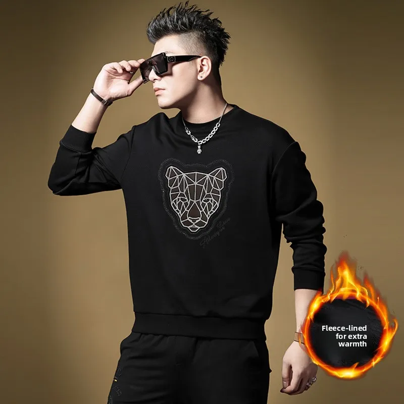 

Мужская свободная толстовка с круглым вырезом, весенне-осенняя, модная, из смесового хлопка и полиэстера, антибактериальная, повседневная, свободного кроя