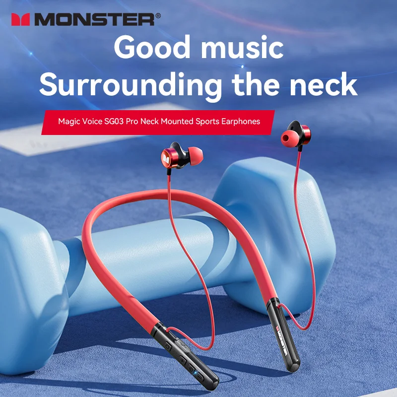 

Monster Wireless Bluetooth5.3 Headphones with Button Function, Outdoor Sports Earphones, HD Call, Stereo Music, Neckband Headset