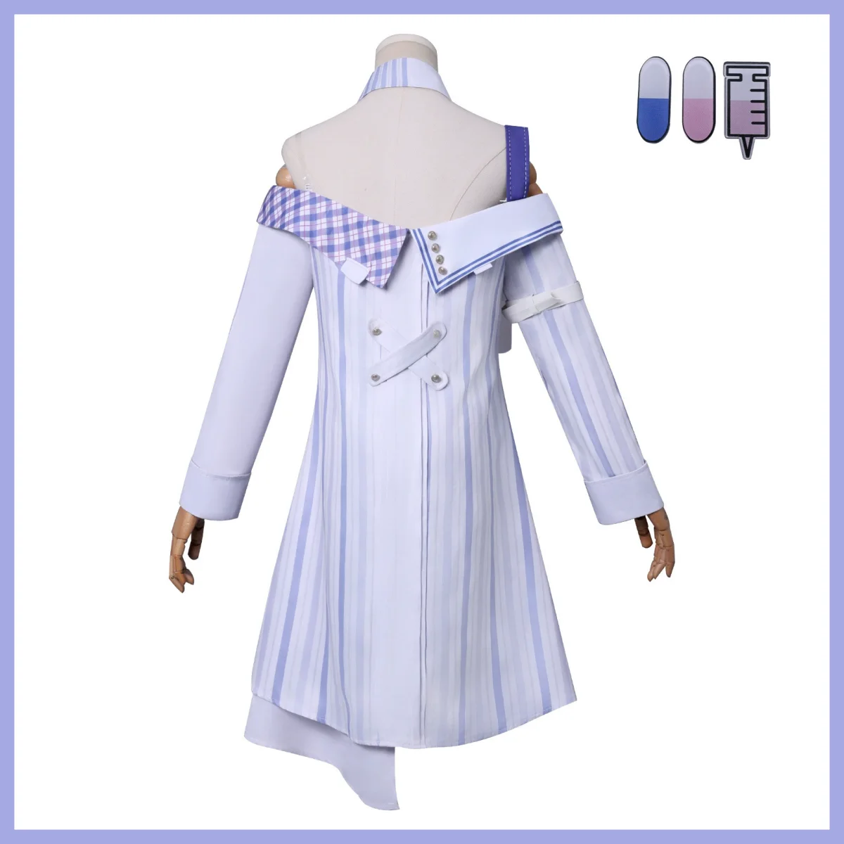 Game Infinity Nikki Cosplay Costume Long Sleeves Off Shoulder Stripe Dress Uniform Full Set Woman Sexy Kawaii Halloween Suit view 5
