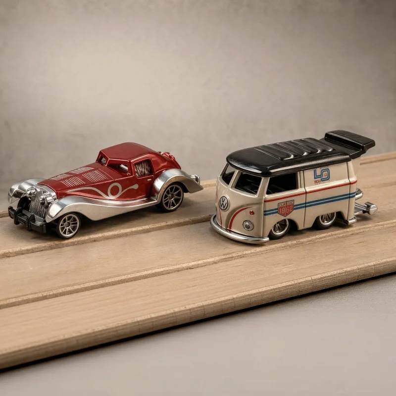 6 Pieces Retro Modification Alloy Car Set, Pull Back Miniature Vehicle Kit, Retro Old Car and Hot Rod Model Toy, Suitable for Co