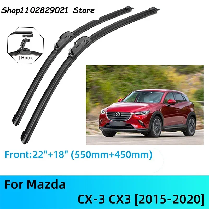 

For Mazda CX-3 CX3 Front Rear Wiper Blades Brushes Cutter Accessories J U Hook 2015-2020 2015 2016 2017 2018 2019 2020