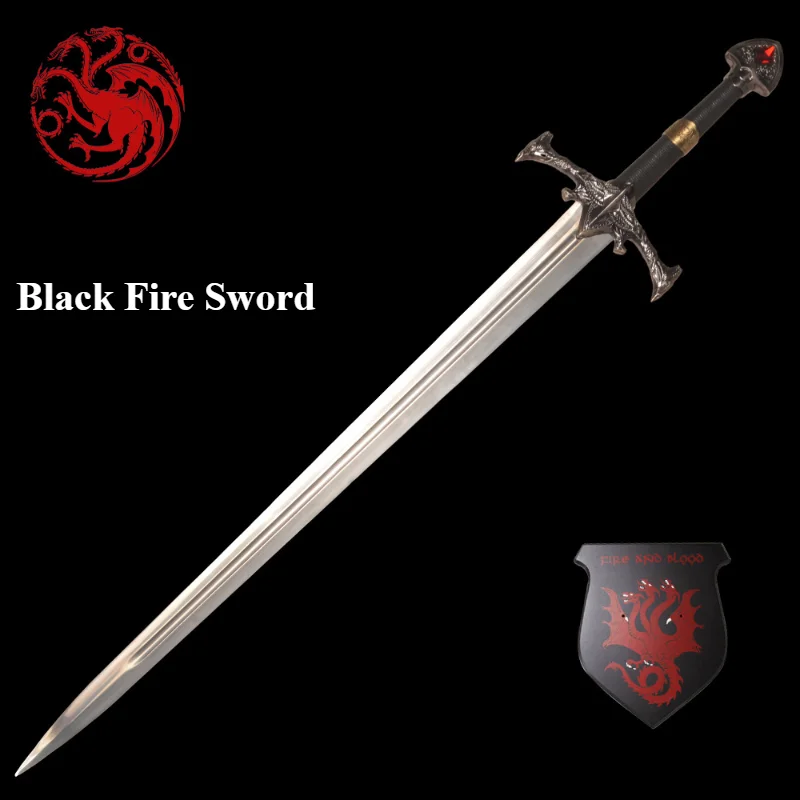 Metal Made Crafts 106cm Game of Thrones Black Fire Sword Dragon Family Conquerors King Aegon Swords Stainless steel model props