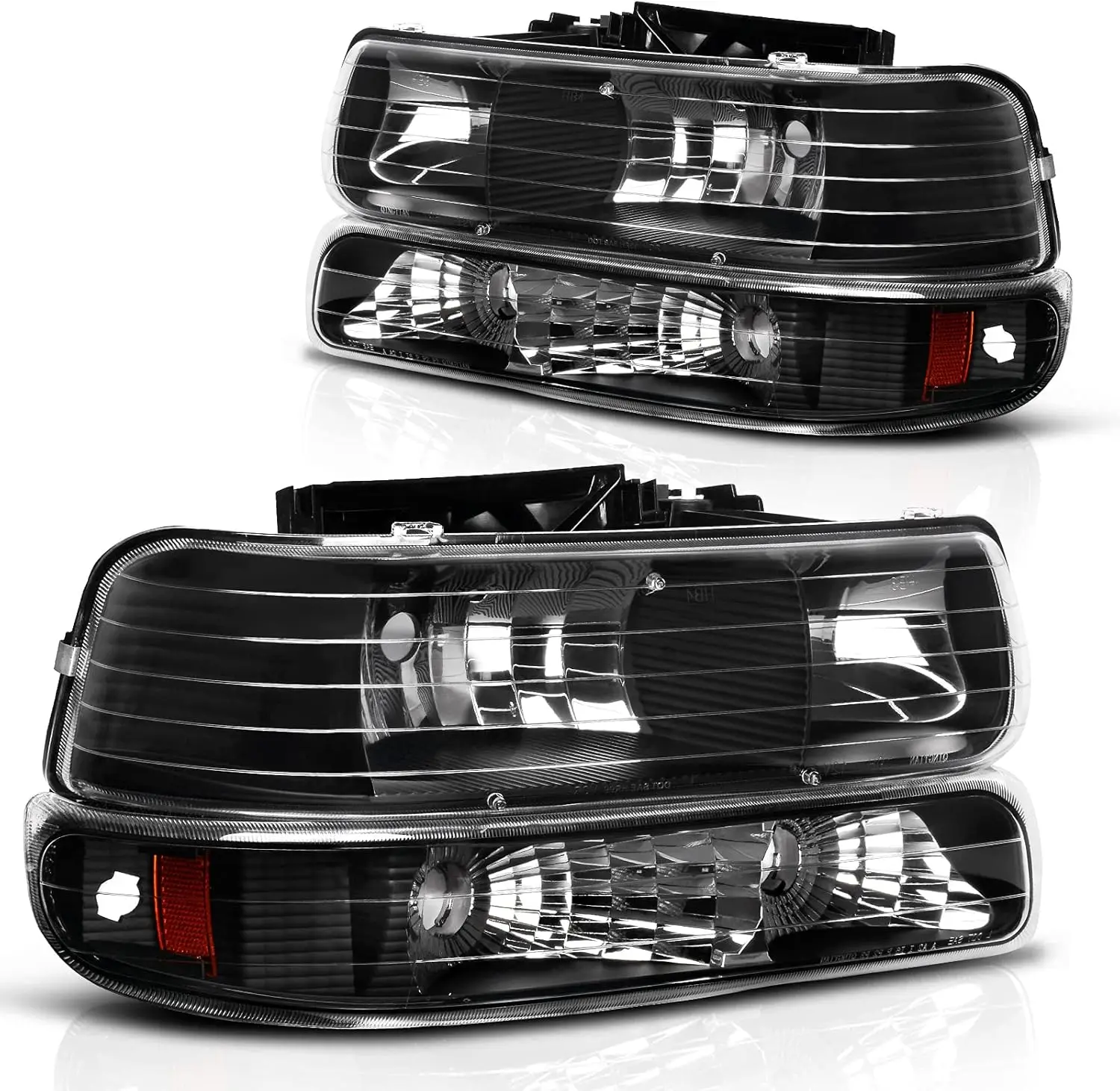 Headlight Assembly Compatible with 99-02 Chevy Silverado 1500 2500/01-02 Chevy Silverado 1500HD 2500HD 3500/00-06 Chevy Tahoe Su