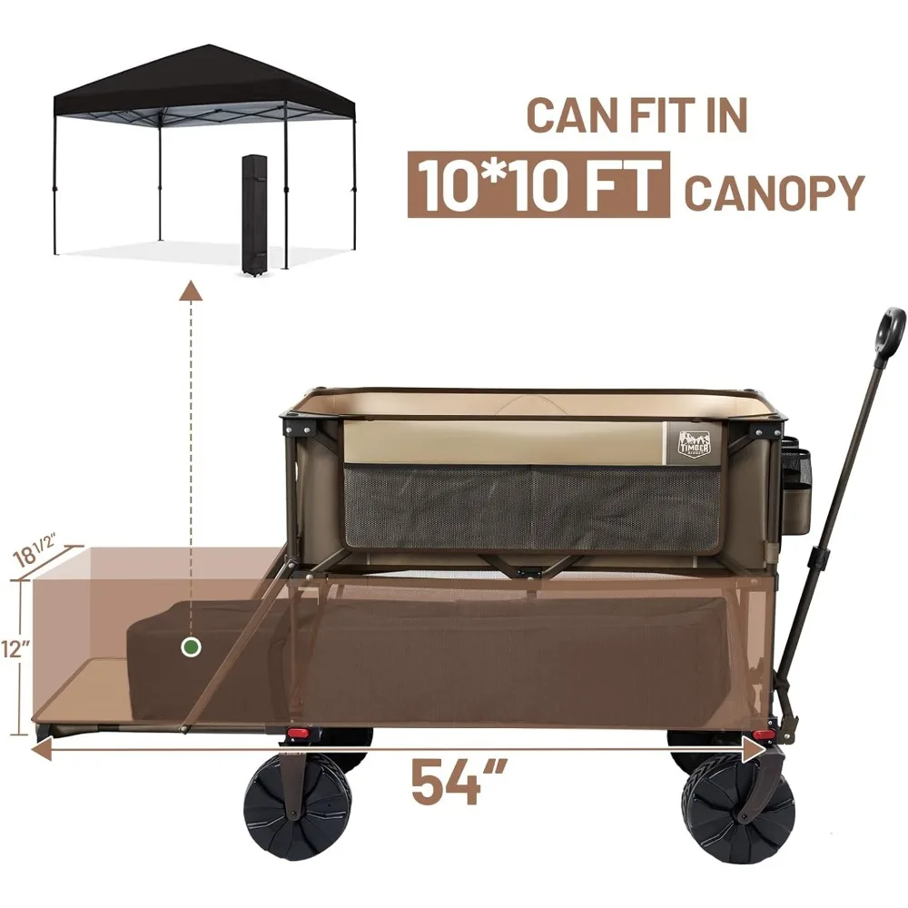 Garden Cart, 400L Large Capacity Folding Double Decker Wagon, 54