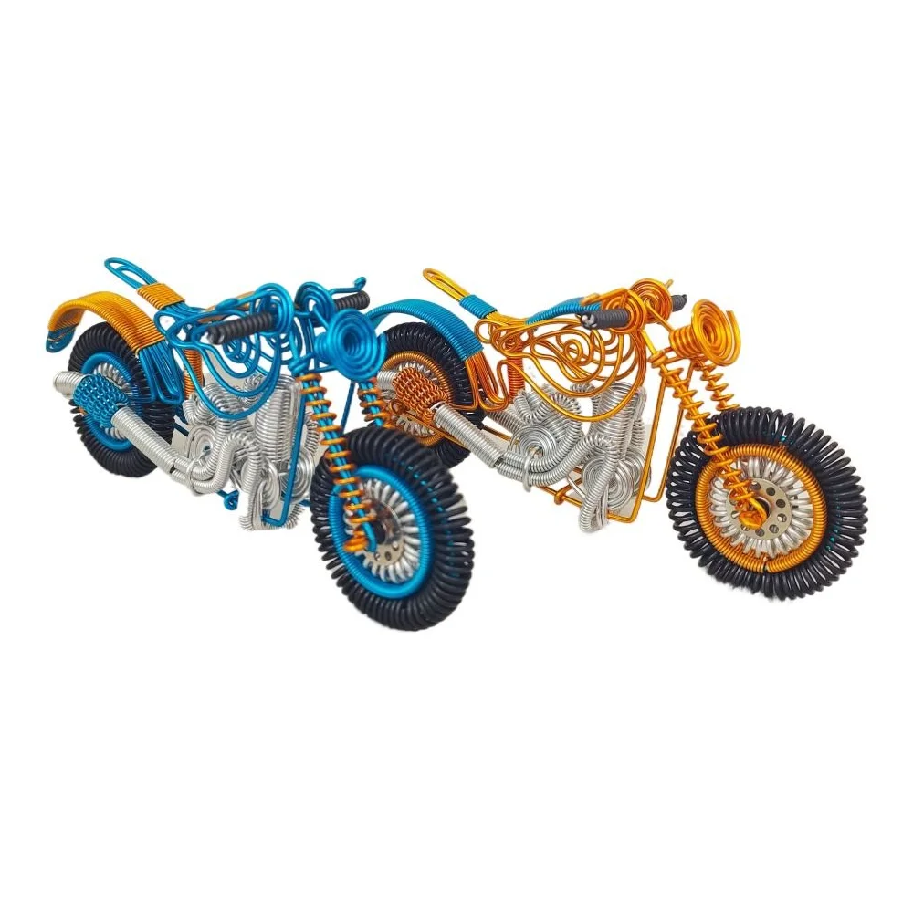 

Aluminum Wire Woven Motorcycle Sculpture Statue Handmad Aluminum Wire Motorbike Model Cartoon Crafts Motorcycle DIY Toys