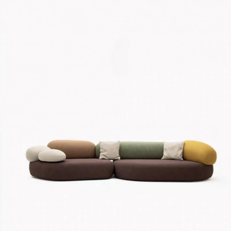 Italian minimalist living room light luxury villa apartment creative design special-shaped module combination irregular pebble