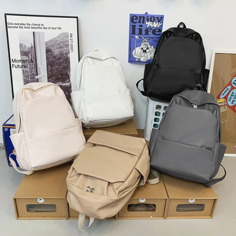 Mochila de couro de grande capacidade para estudantes universitários, mochilas de viagem para homens e mulheres, mochila escolar de alta qualidade