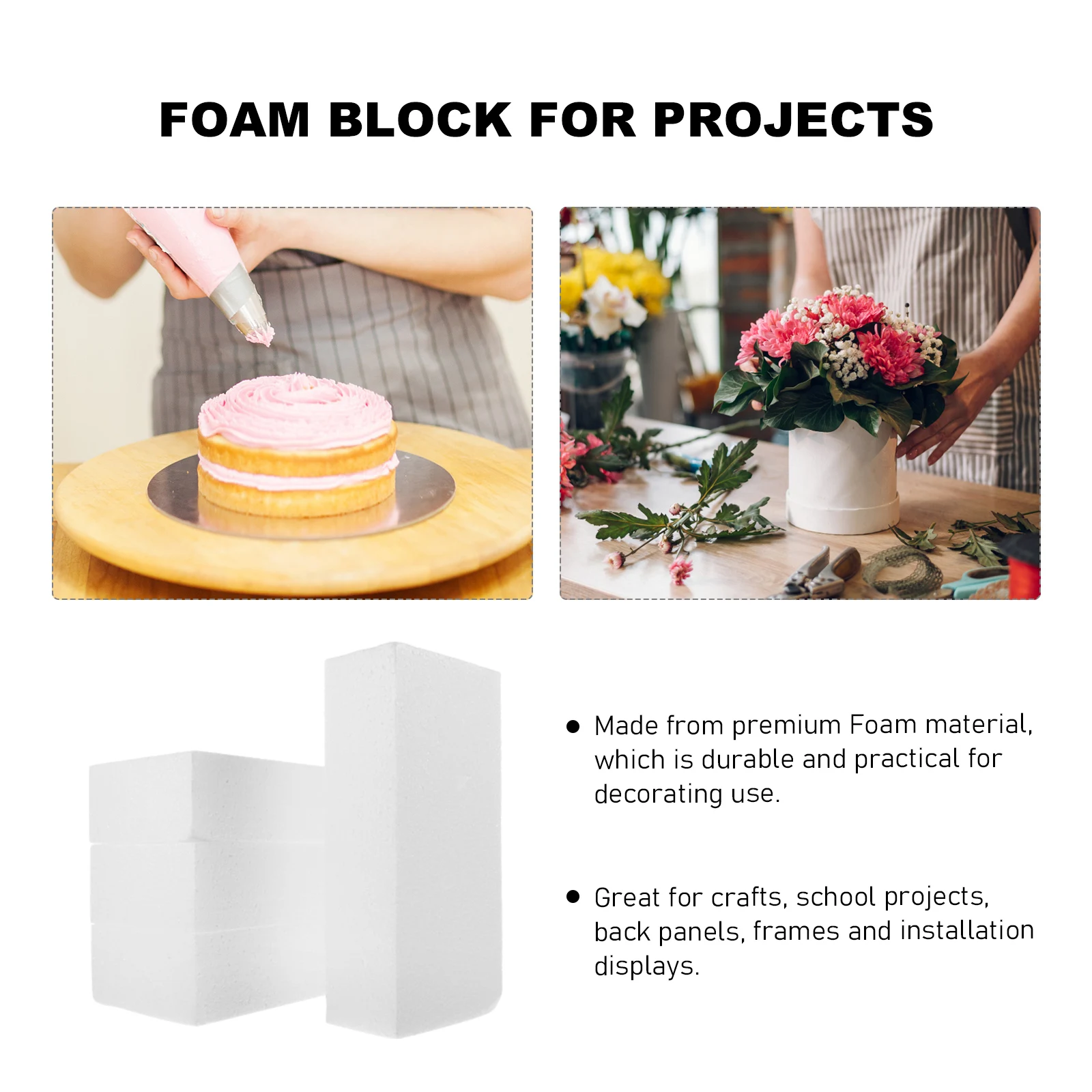 

4 Pcs Foam Block Polystyrene Blocks for Craft Artificial Diy Foams Rectangle Arrangements Sculpting