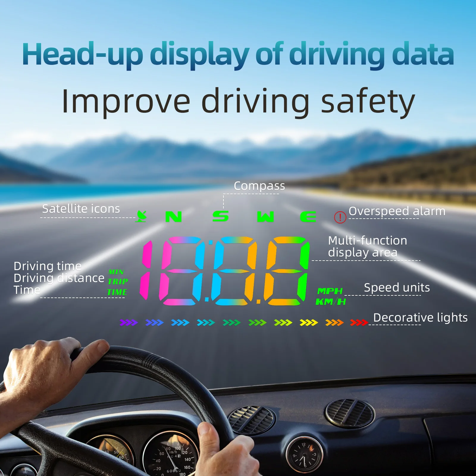 

M23 Car HUD Head Up Display Universal Digital GPS Speedometer RGB Color Displayer MPH KM/H Screen Windshield Projector for cars