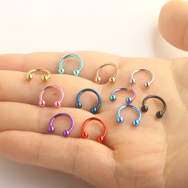 Metal Horseshoe Nose Ring C Clip BCR Septum Lip stainless steel Piercing Falso Nose Rings Hoop For Women Men Wholesales body