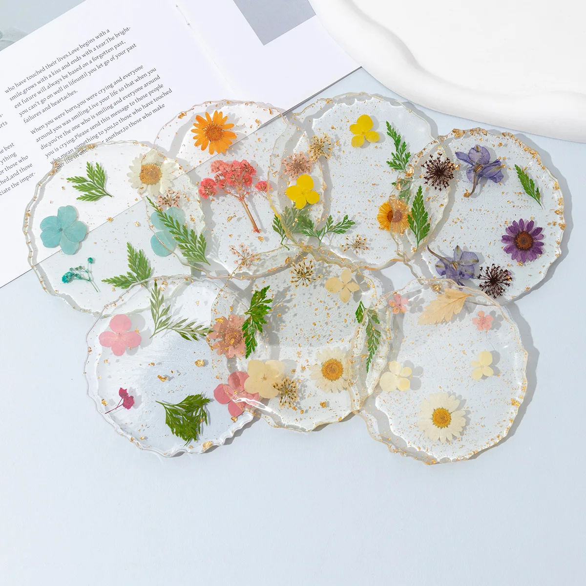 Resin Nail Art Palette Golden Edge Gel Nail Polish Holder Nail Tray Makeup Display Board Cosmetic Mixing Tools