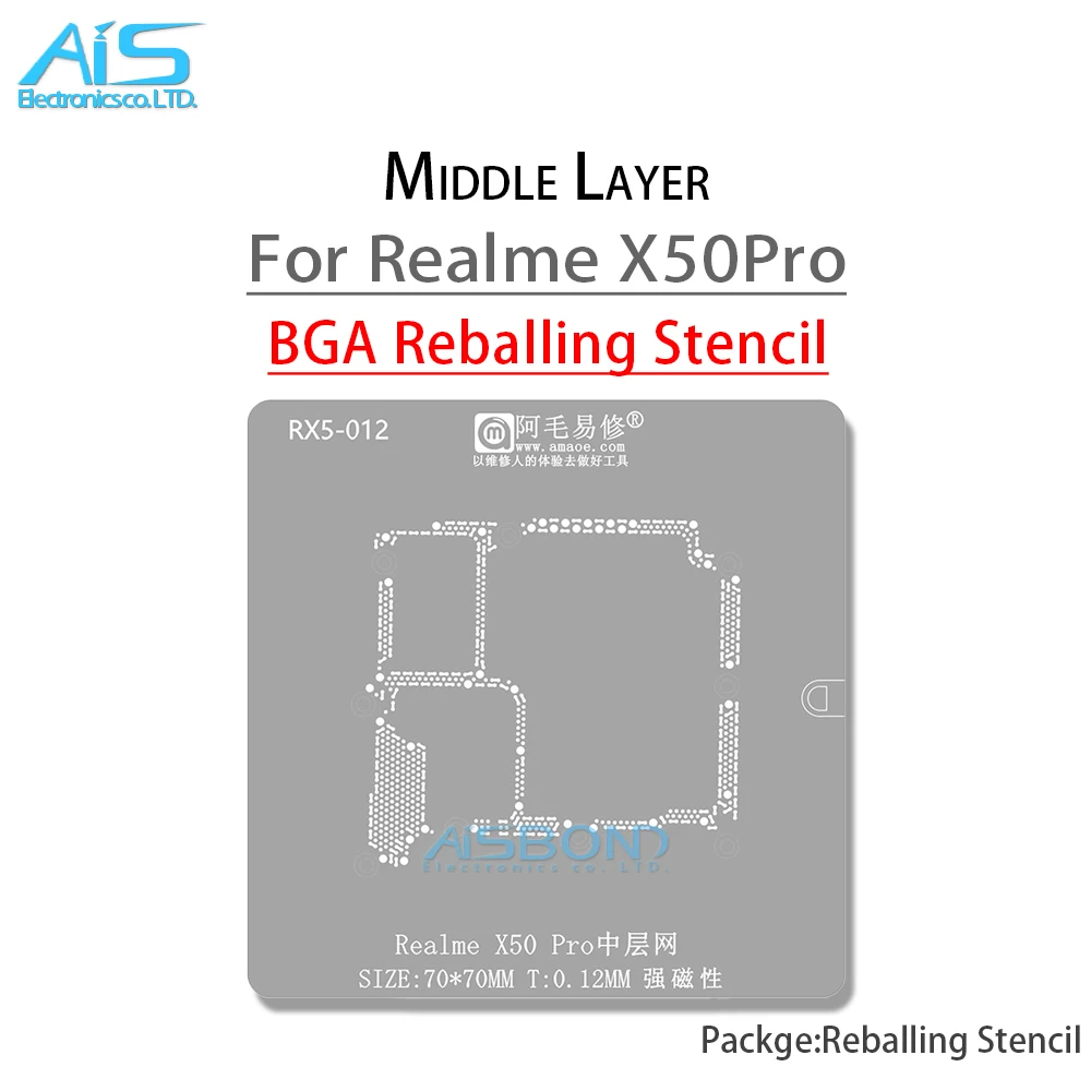 AMAOE Middle Layer Reballing Stencil Template For VIVO X50Pro+ Realme X50Pro X50 Pro Find X50Pro Plant tin net Steel mesh repair