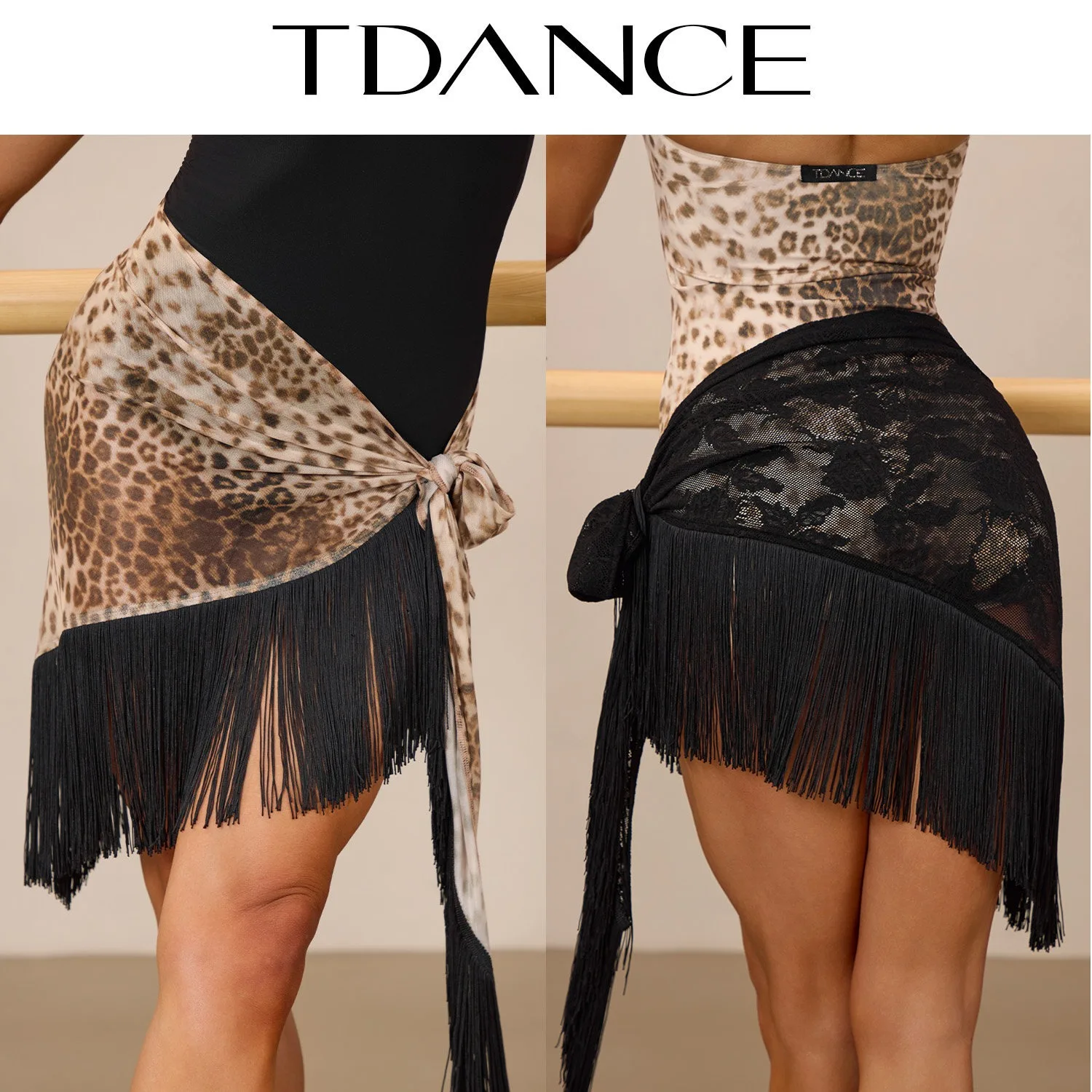 Triangular Hip Scarf Adult Lace Leopard Latin Dance Skirt Women Practice Clothes Rumba Tango Dance Clothing Chacha Samba SS2895