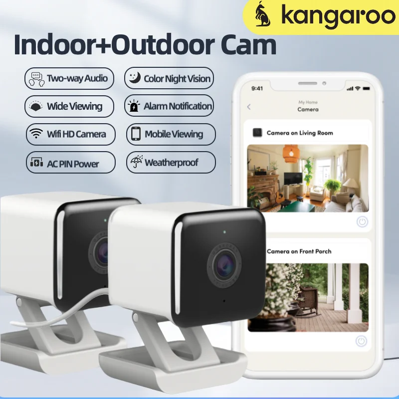 HD WIFI Surveillance Camera - Long Range Night Vision, Two-Way Audio, AI Mobile Detection, Color Night Vision, Weatherproof