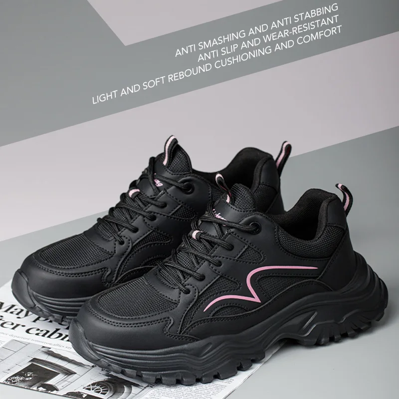 New Women Safety Shoes Anti-smash Anti-puncture Work Shoes Breathable Lightweight Work Sneakers Indestructible Women Shoes view 3