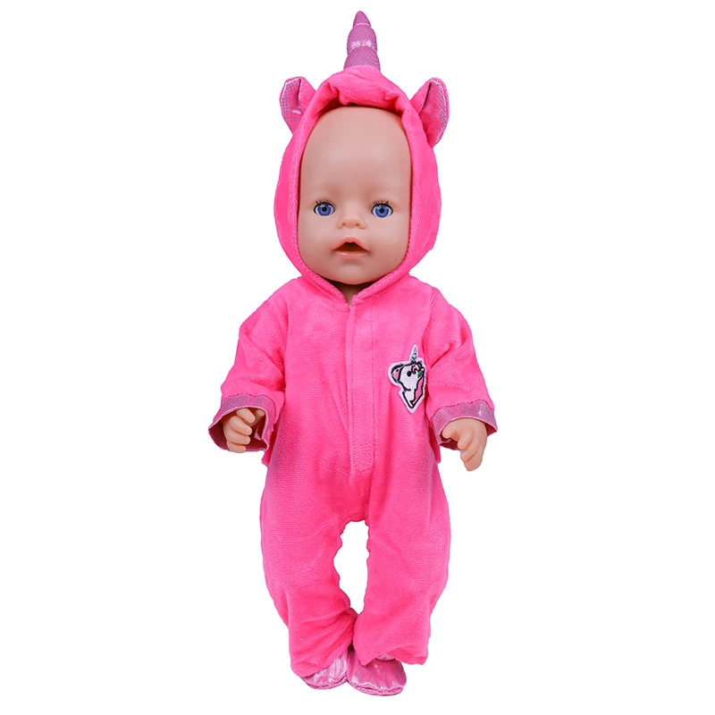 Doll 43cm Clothes 17-18 Inch New Baby Born Doll Outfit Plush Unicorn Clothes for Baby Birthday Gifts Doll Customizing Supplies