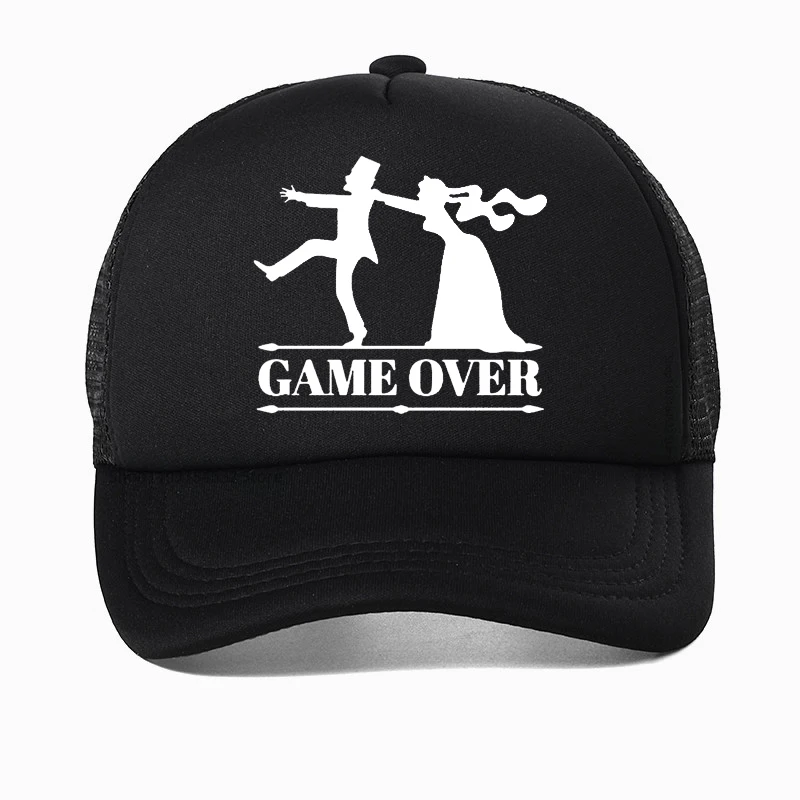 Game Over Bride Groom Bachelor Party baseball cap Casual Funny Men hat summer Breathable Mesh Trucker hats Dad hat Casquette