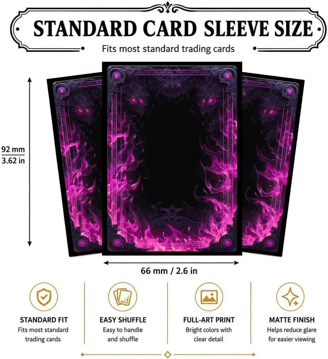 MTG Card Sleeves Matte -100 PCS Trading Card Game, Size 2.6 x 3.6 in, Suitable for All TCG Card Games Protective (Abyssal Flame)