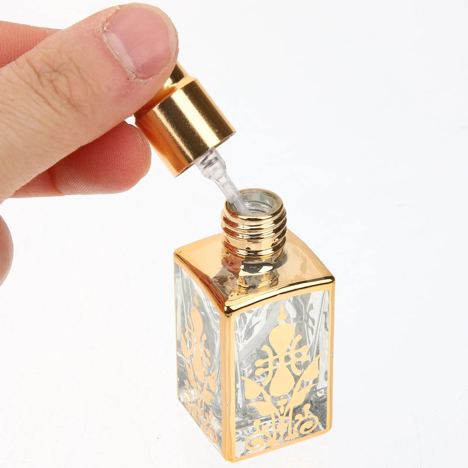 

5Pcs 10ml Exquisite Glass Perfume Bottles Vintage Style Aromatherapy Container Direct Rotate Open Convenient Practical Gift