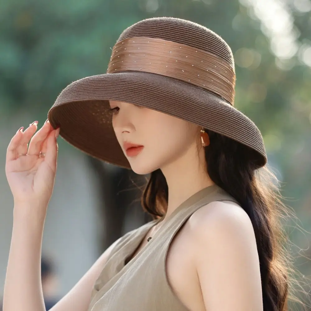 

Sweet Boho Lafite Straw Hat Polka Dot Dome Women's Sun Hats Lightweight Hollow Out Weave Hat Girls