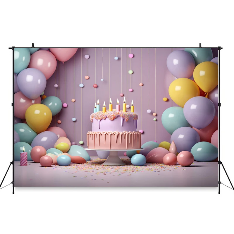 Фон для фотосъемки с изображением торта разбитого весеннего цветочного дня рождения ребенка фон для первого дня рождения новорожденных розовые воздушные шары фоны для фотостудии