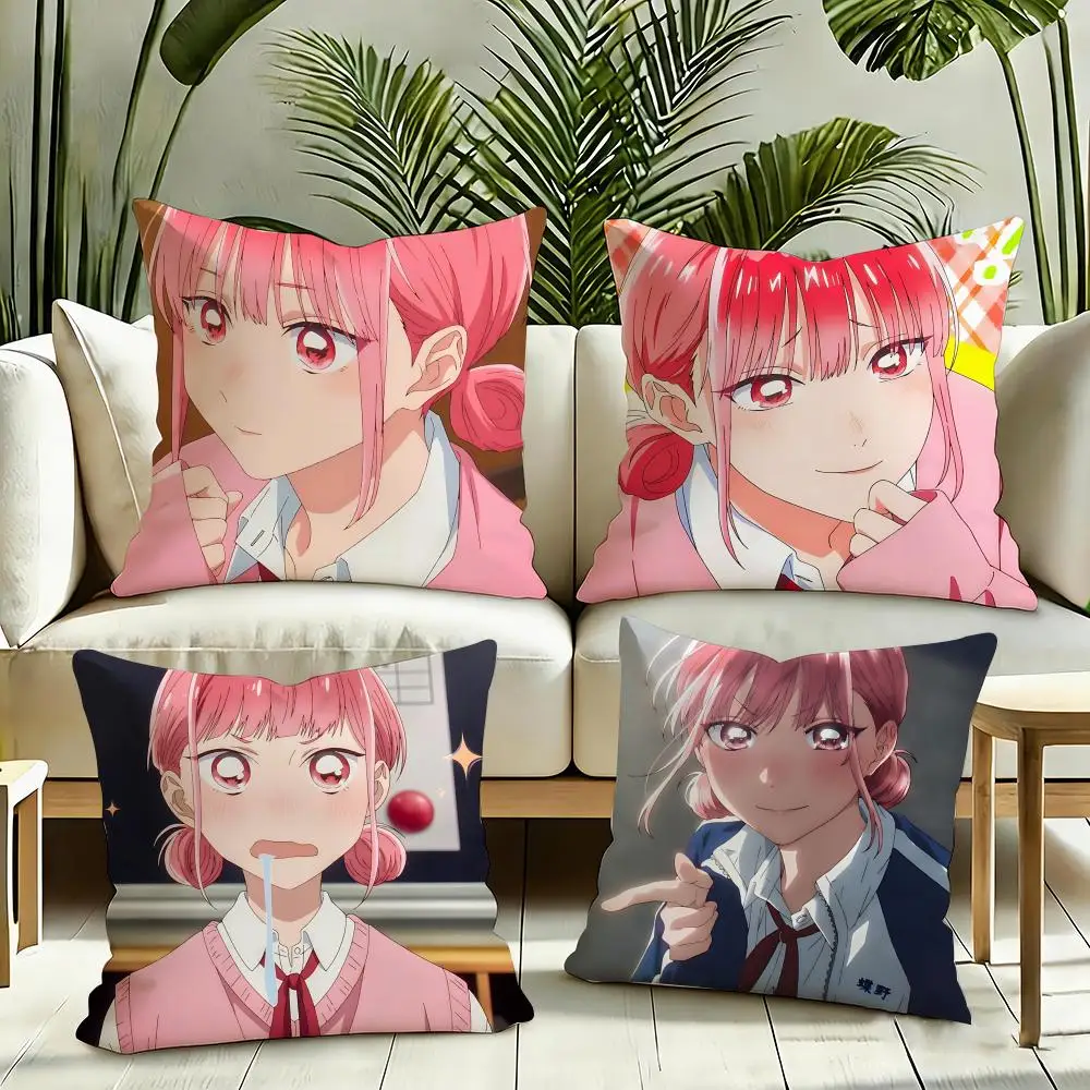 B-Blue Box Anime Cushion Cover Silky Short Plush Invisible Zipper Dustproof Sofa Pillow Case for Home Decor