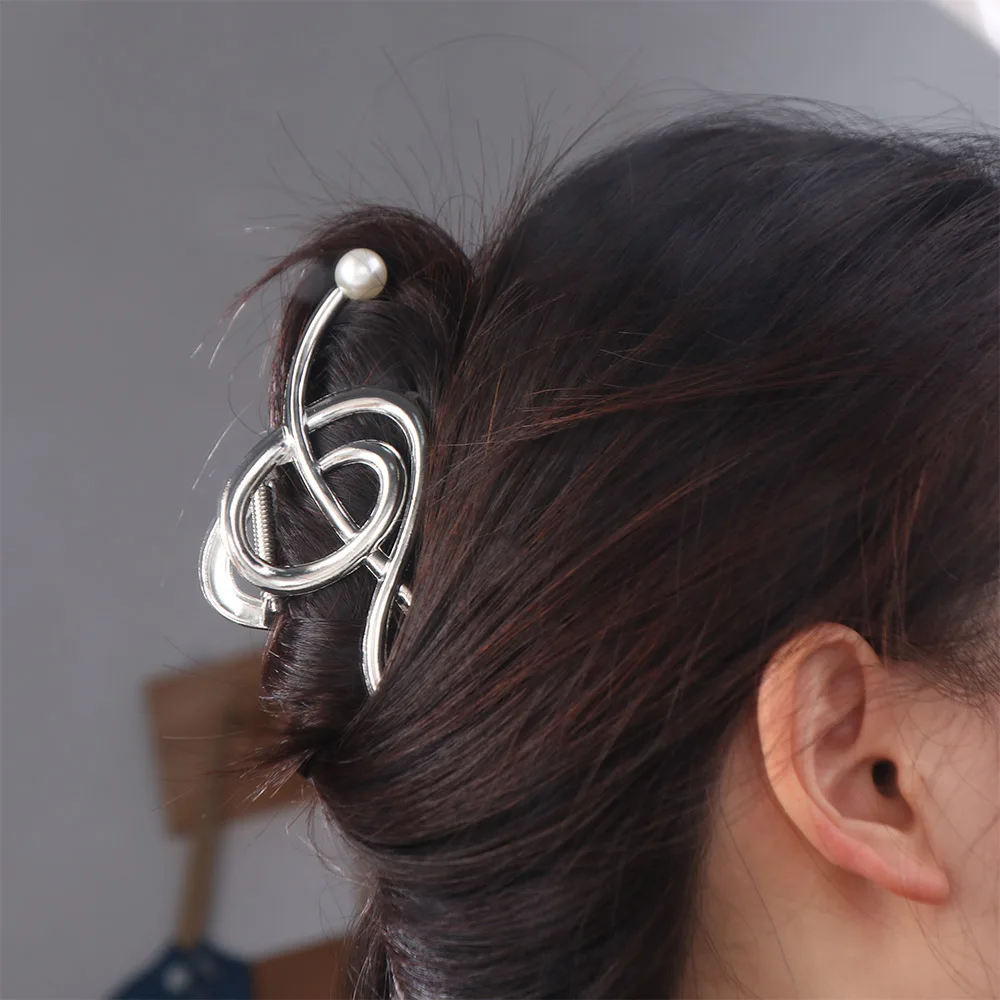 

Fashion Zinc Alloy Music Note Hair Claw Pearl Vintage Treble Clef Hair Clip Gold Jewelry Hair Accessories