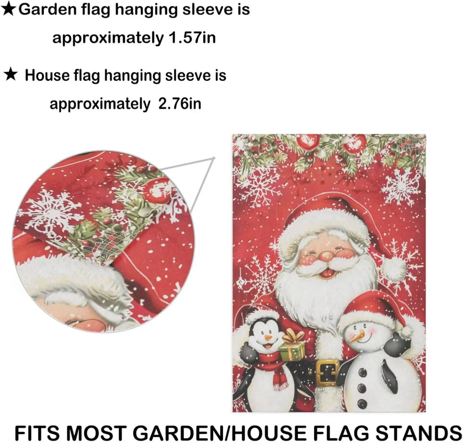 Pfrewn Christmas Santa Claus Snowman Garden Flag 28x40 Double Sided Penguin Snowflake Bell House Yard Flags Welcome Winter Outdo