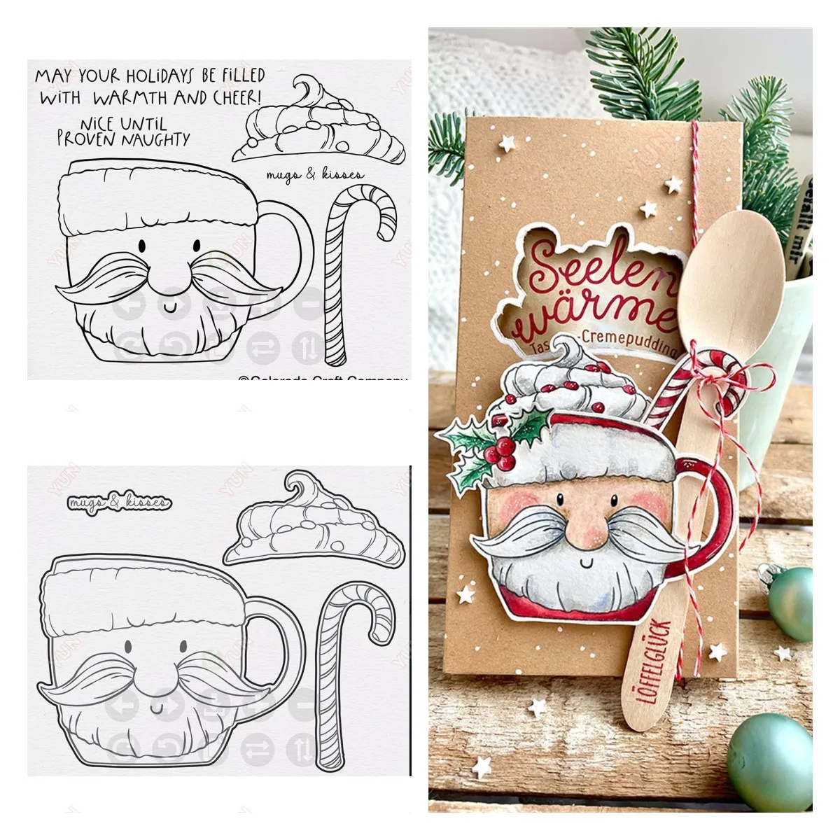 Santa Cheer Mugs Metal Cutting Dies Silicone Stamps Scrapbooking New Make Photo Album Card DIY Paper Embossing Craft Supplies